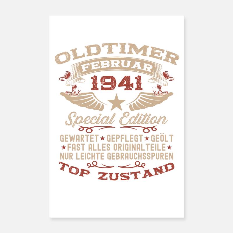 85e anniversaire Oldtimer Millésime de février 1941 Poster 40 x 60 cm
