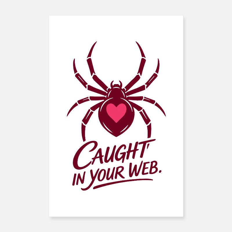 Caught in your web | Valentins Tag | Spinne Herz Poster 40x60 cm