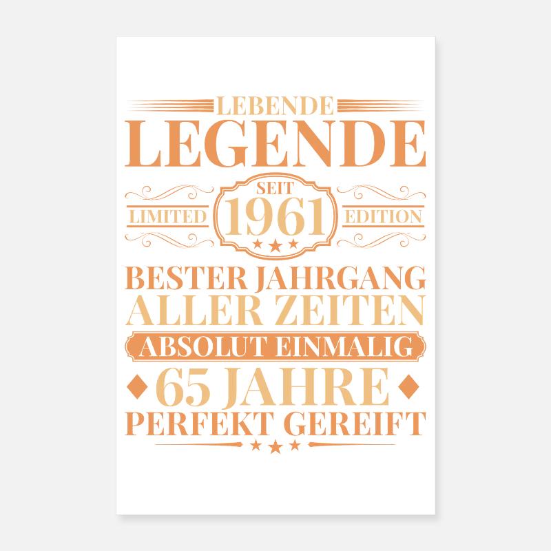 Baujahr 1961 geboren Einmalig 65. Geburtstag Poster 40x60 cm