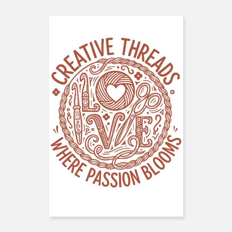 Creative Threads Love Crocheting Passion Blooms Poster 16" x 24" (40x60 cm)