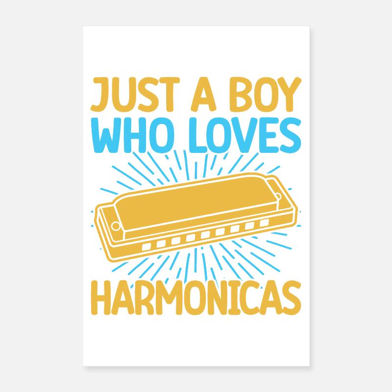 Funny Harmonica Player Just A Boy Who Loves Poster 40x60 cm
