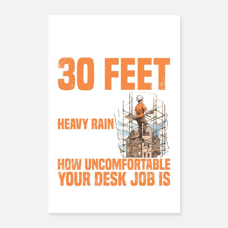 Échafaudage de l’équipe de construction des ouvriers en échafaudage Poster 40 x 60 cm