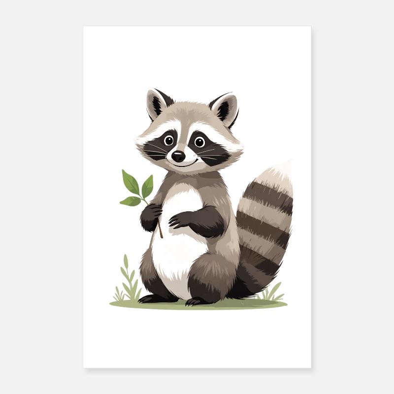 Raccoon with leaf Poster 16" x 24" (40x60 cm)