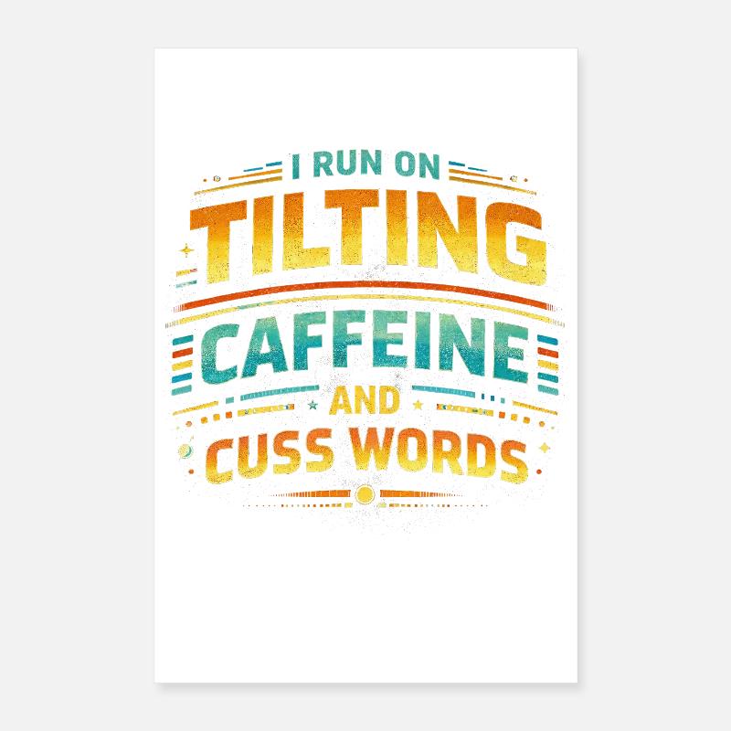 Pinball Pinball Player Tilting Caffeine Cuss Words Poster 16" x 24" (40x60 cm)