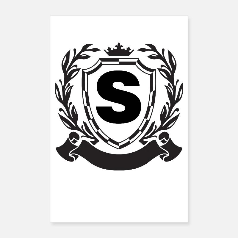 Adel Monogramm Wappen mit Schild Krone Buchstabe S Poster 40x60 cm