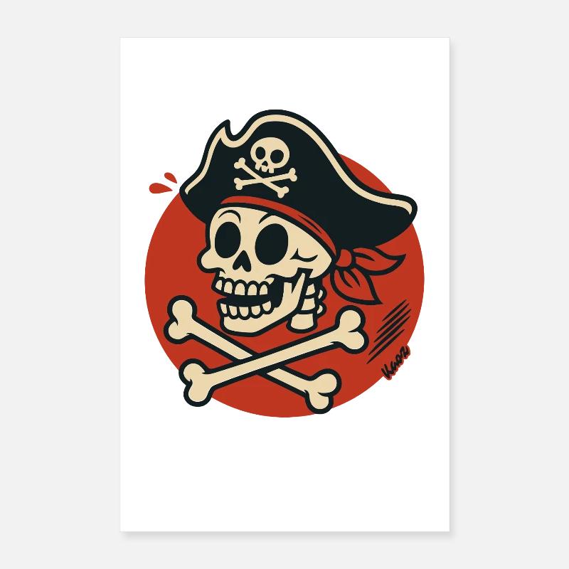 Crâne de pirate avec os Poster 40 x 60 cm