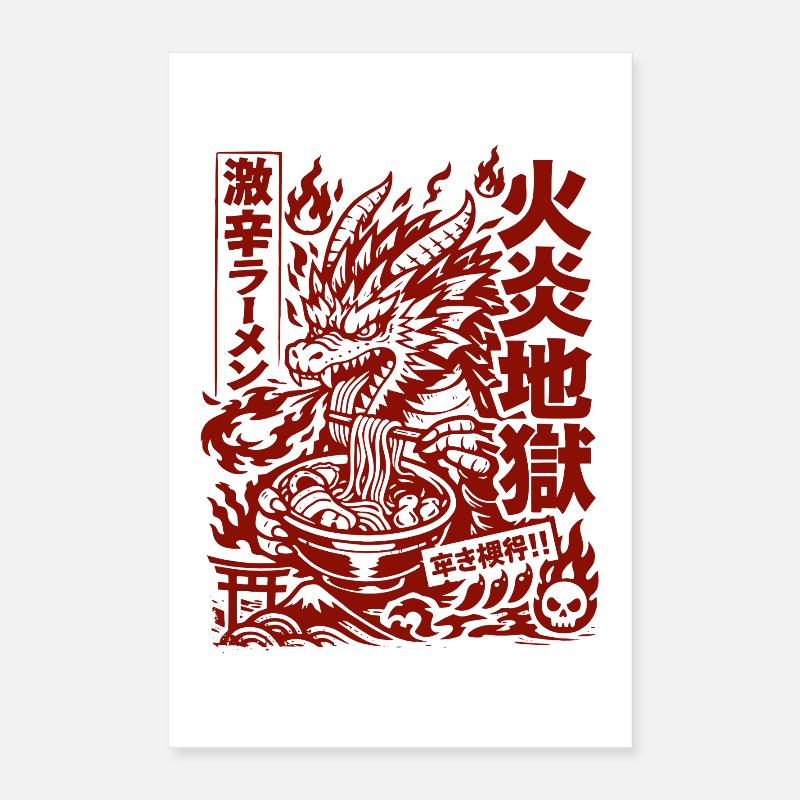 Dragons | Ramen | Soupe de nouilles | Extra épicé Poster 40 x 60 cm