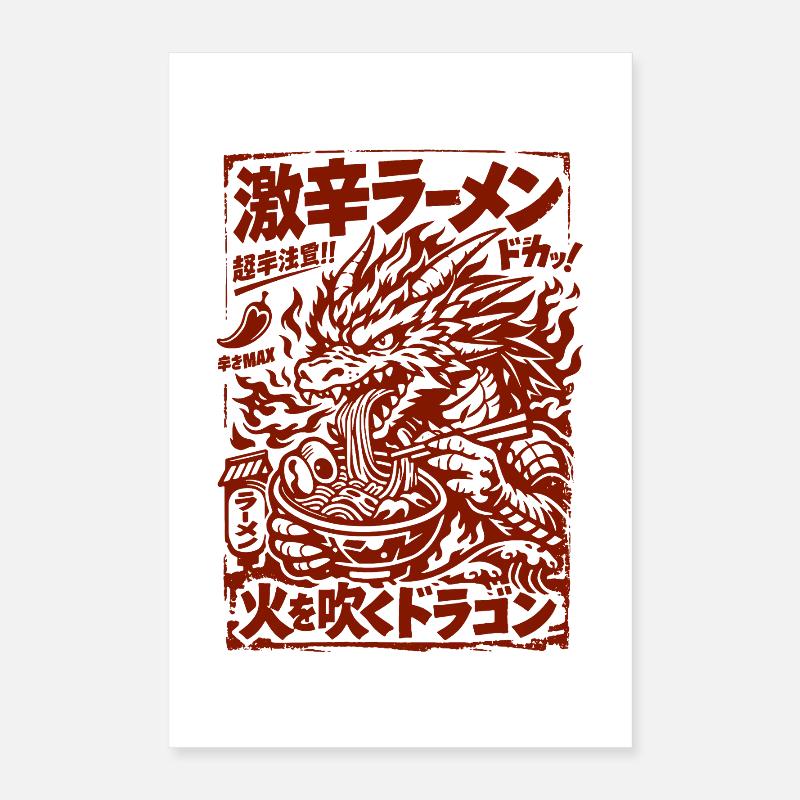 Dragons | Ramen | Soupe de nouilles | Extra épicé Poster 40 x 60 cm