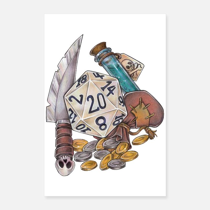 Rollenspiel Tabletop D20 Würfel Geschenk Dieb Raub Poster 40x60 cm