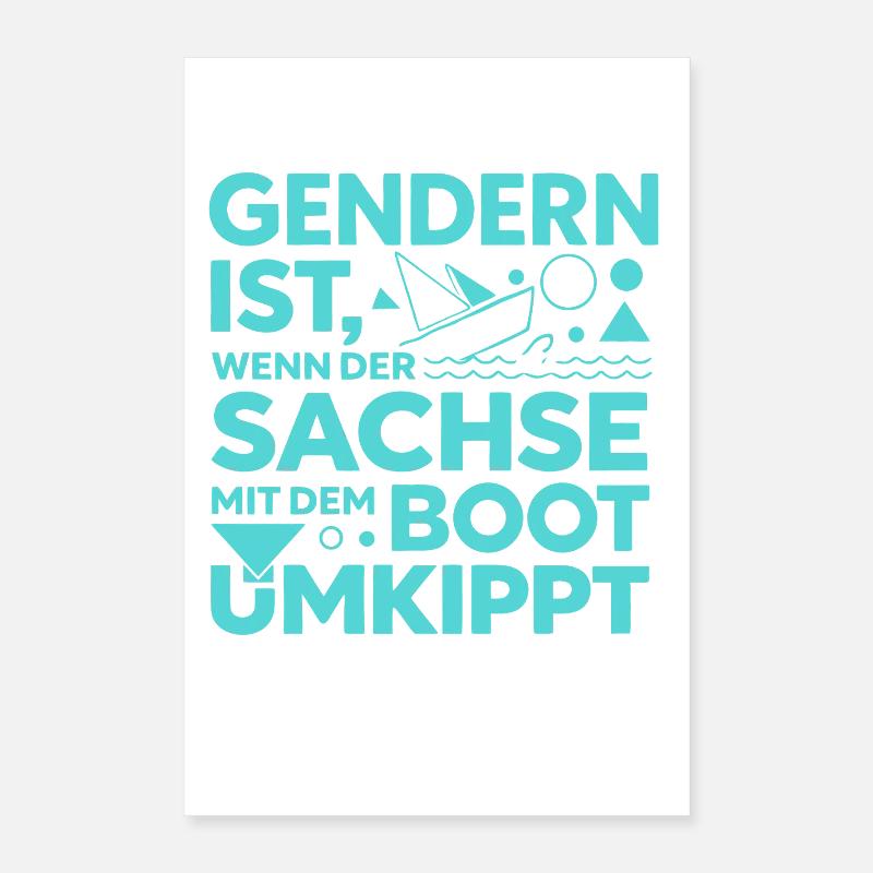 Gendern Saxon Boot Overturns Dialect Joke Poster 16" x 24" (40x60 cm)