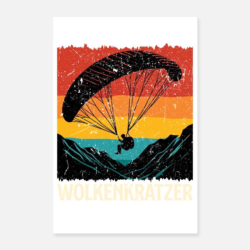 Paraglider SKYSCRAPER FUNNY Poster 16" x 24" (40x60 cm)