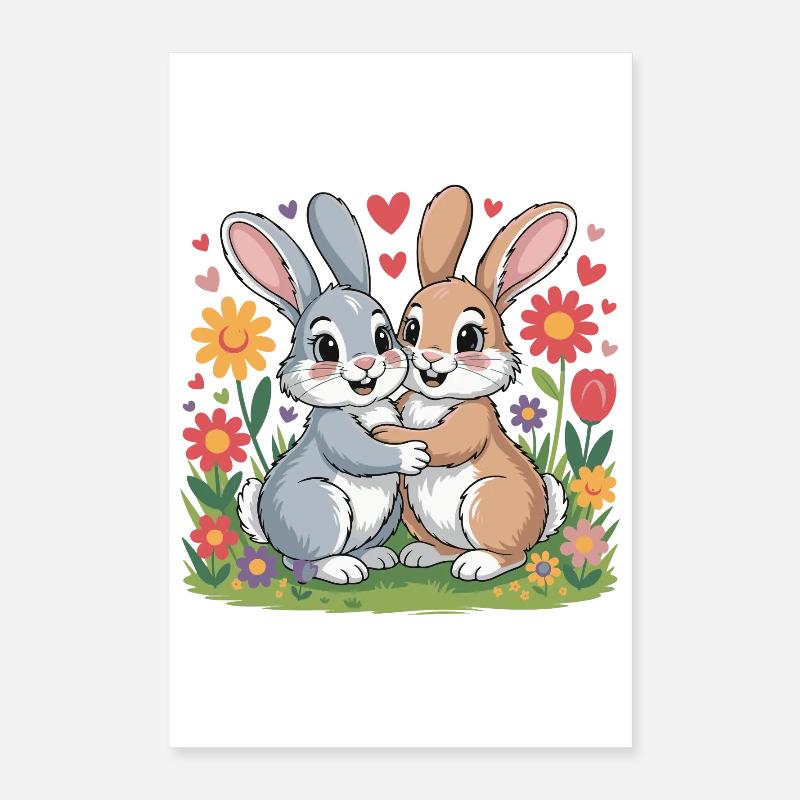 Hase Comic Paar Liebe Poster 40x60 cm