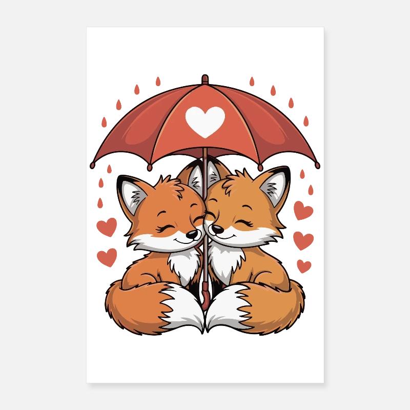 Fuchs Comic Paar Liebe Poster 40x60 cm