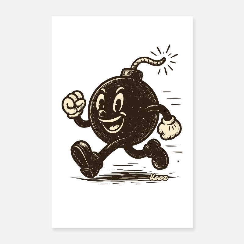Running cartoon bombshell Poster 16" x 24" (40x60 cm)