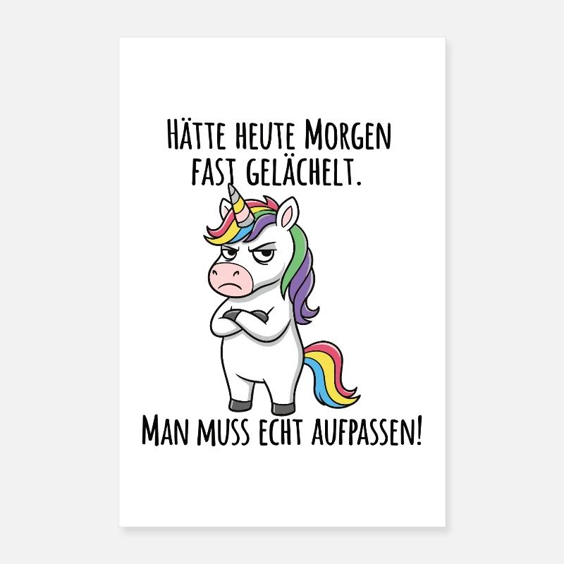 Almost Smiled – Grumpy Unicorn Morning Grouch Poster 16" x 24" (40x60 cm)