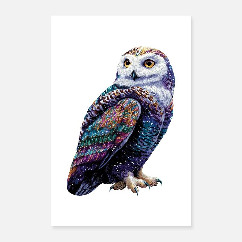 Schneeeule Weiße Eule Kauz Uhu Owl Schnee Eulen Poster 40x60 cm
