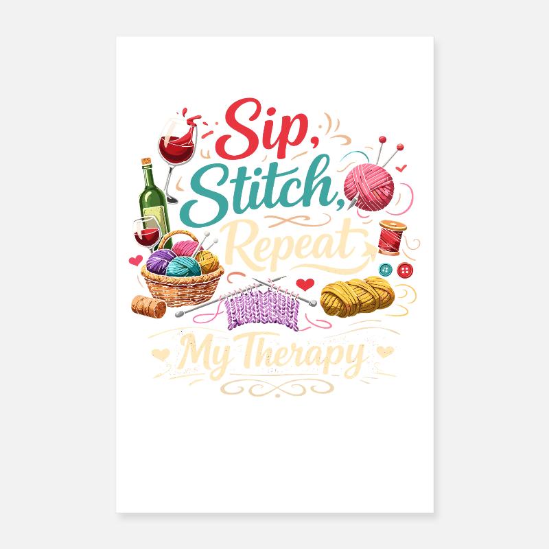 Sip Stitch Repeat Therapie Poster 40x60 cm