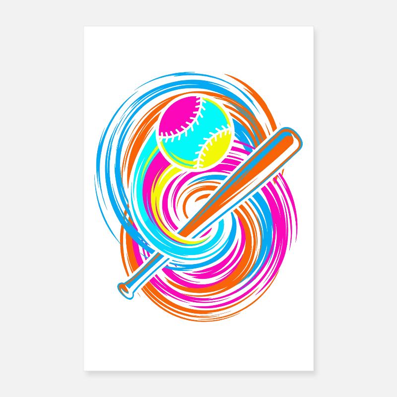 Batte de baseball et balle Poster 40 x 60 cm