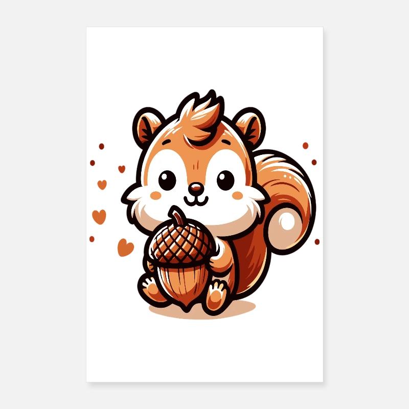 Süßes Eichhörnchen mit Herz-Eichel Poster 40x60 cm