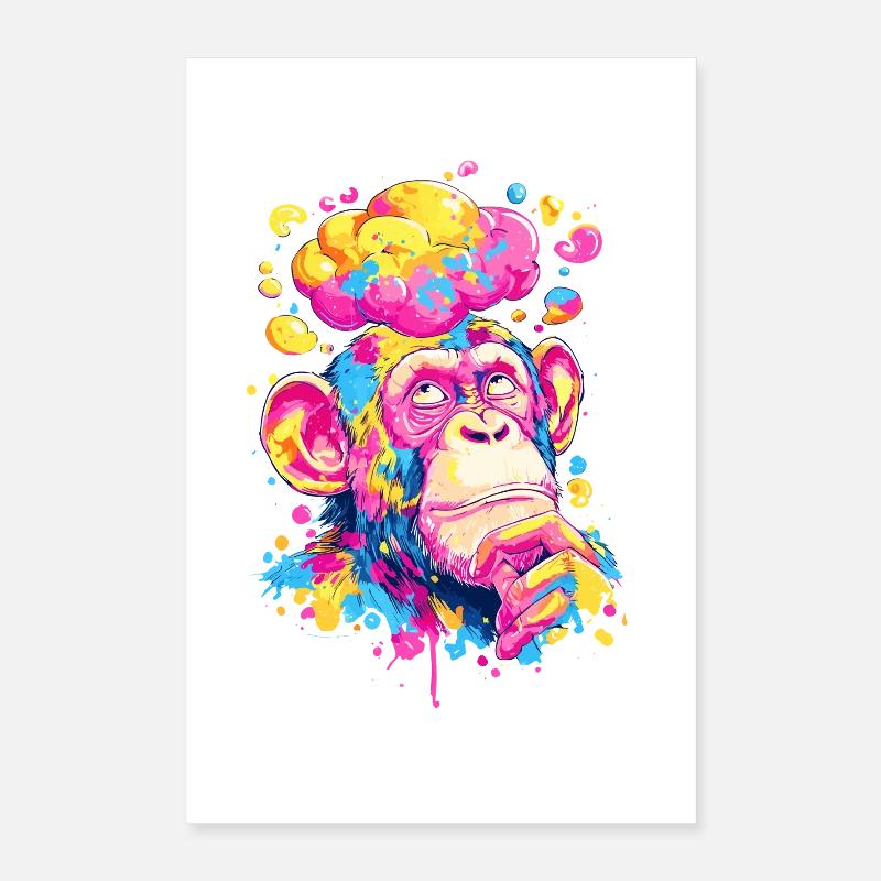 Singe coloré des Couleurs Rush Poster 40 x 60 cm