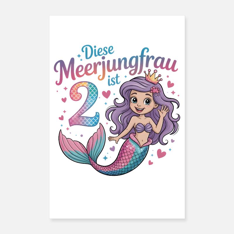 Cette sirène a deux ans de filles pour ses 2 ans Poster 40 x 60 cm