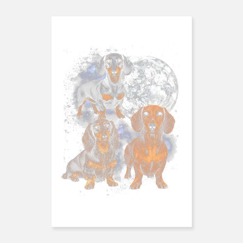 Dachshund in the space moon Poster 16" x 24" (40x60 cm)