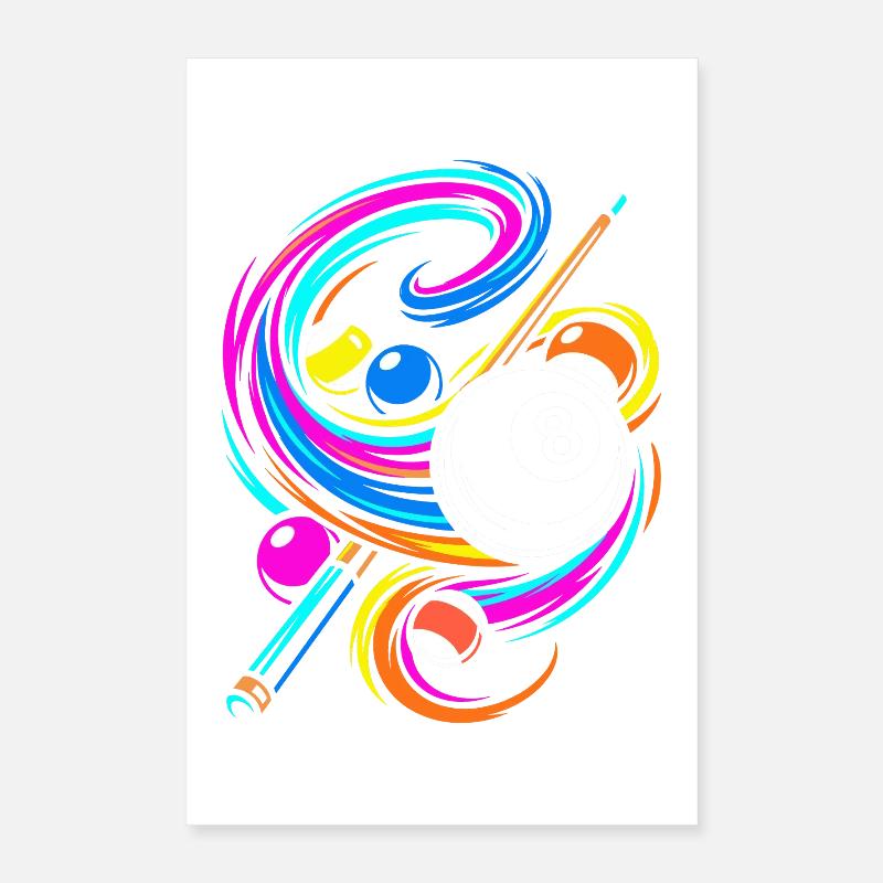 Billard Kugeln und Queue Poster 40x60 cm