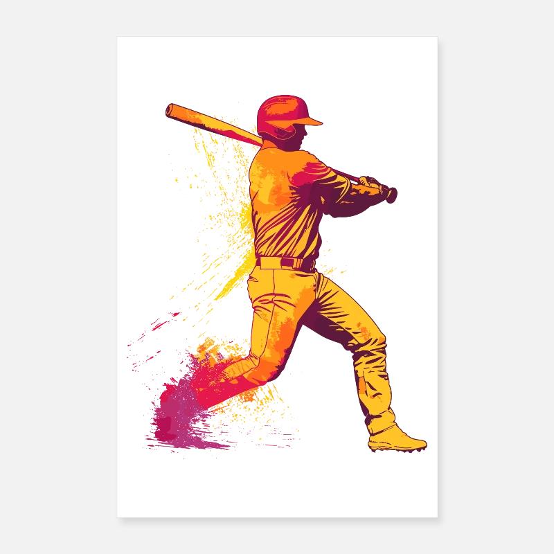 Héros de la batte de baseball Explosion de couleurs Poster 40 x 60 cm