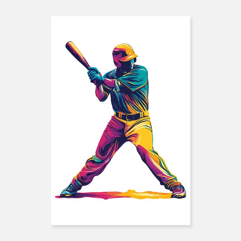Battoir de baseball à explosion de couleur Poster 40 x 60 cm