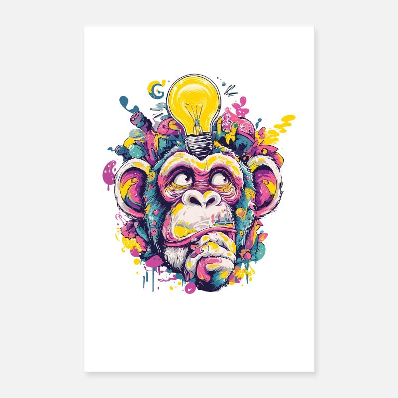 Graffiti de singe lumineux Poster 40 x 60 cm