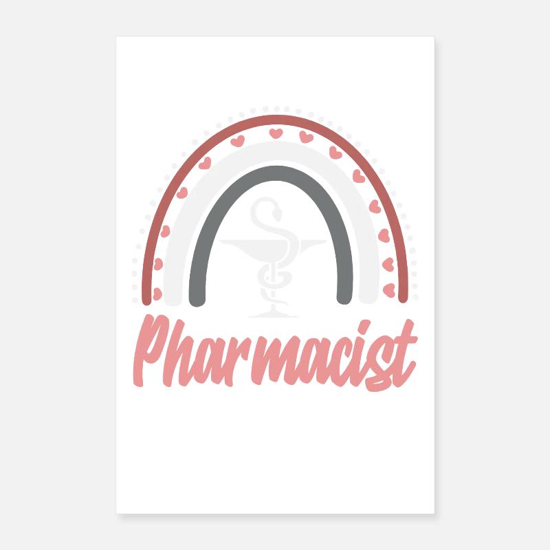 Boho Rainbow Pharmacist Pharmacy Technician Poster 16" x 24" (40x60 cm)
