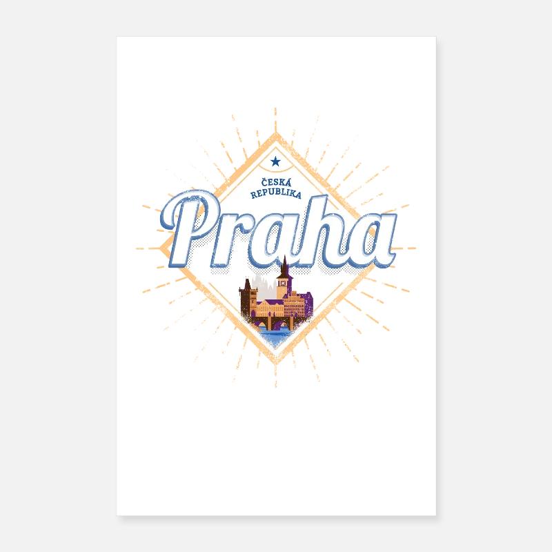 Prague avec la capitale de la République tchèque avec la silhouette Poster 40 x 60 cm