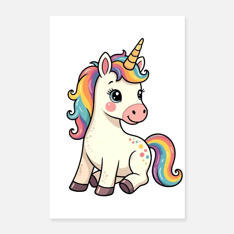 Licorne mignonne Poster 40 x 60 cm