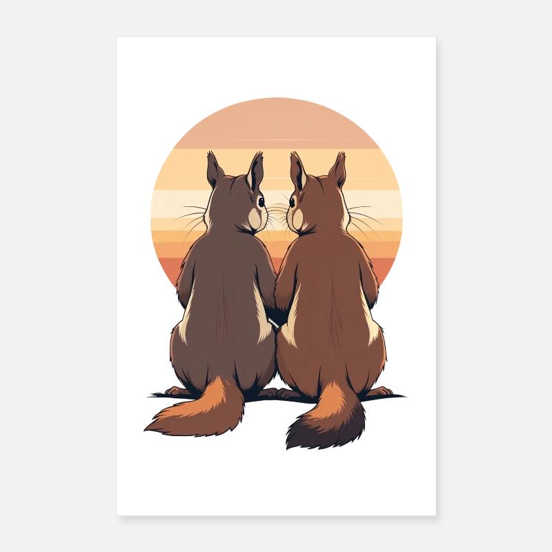 Two rabbits at sunset Poster 16" x 24" (40x60 cm)