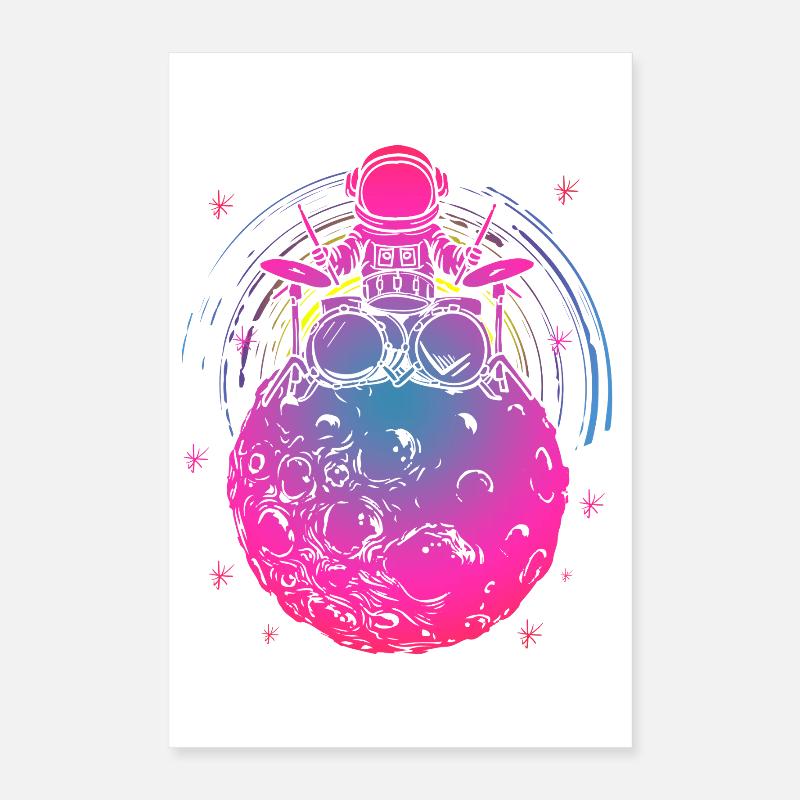 Psychedelic Astro Drummer Planet Poster 16" x 24" (40x60 cm)