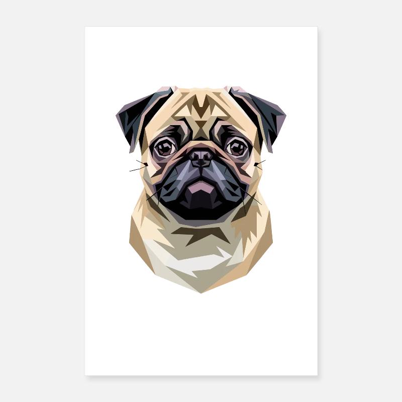 Mops Beige Hunde Liebe Carlin Kleiner Süßer Mops Poster 40x60 cm