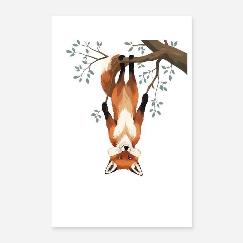 Fox hangs from branch Poster 16" x 24" (40x60 cm)