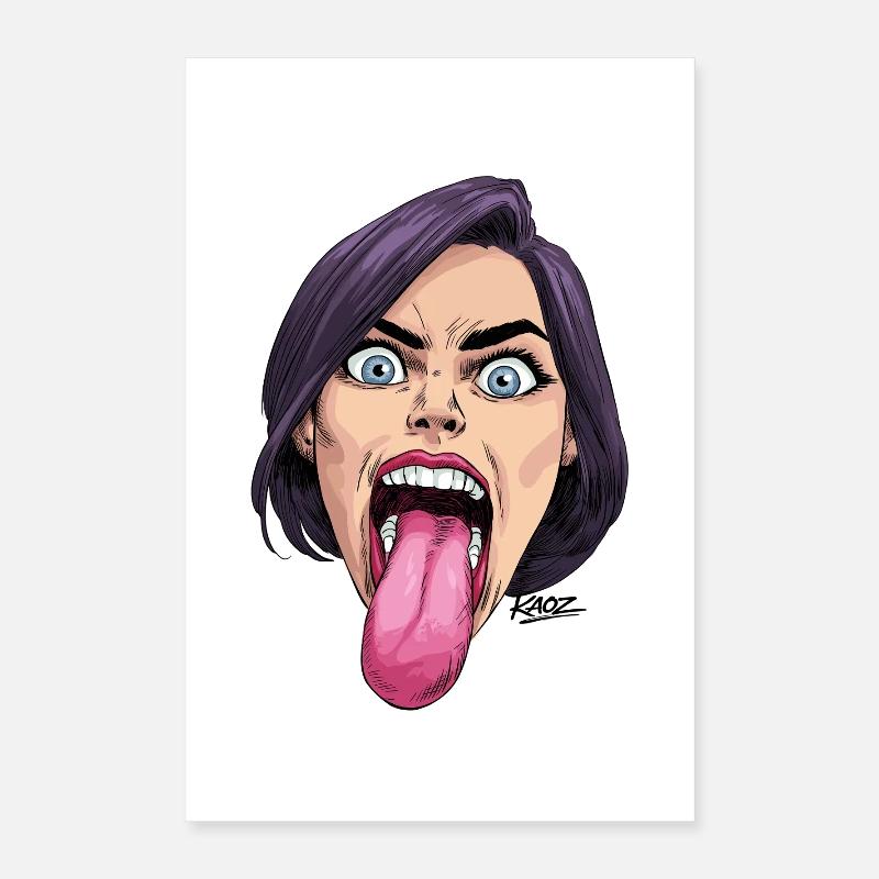 Langue sortie : expression comique Poster 40 x 60 cm