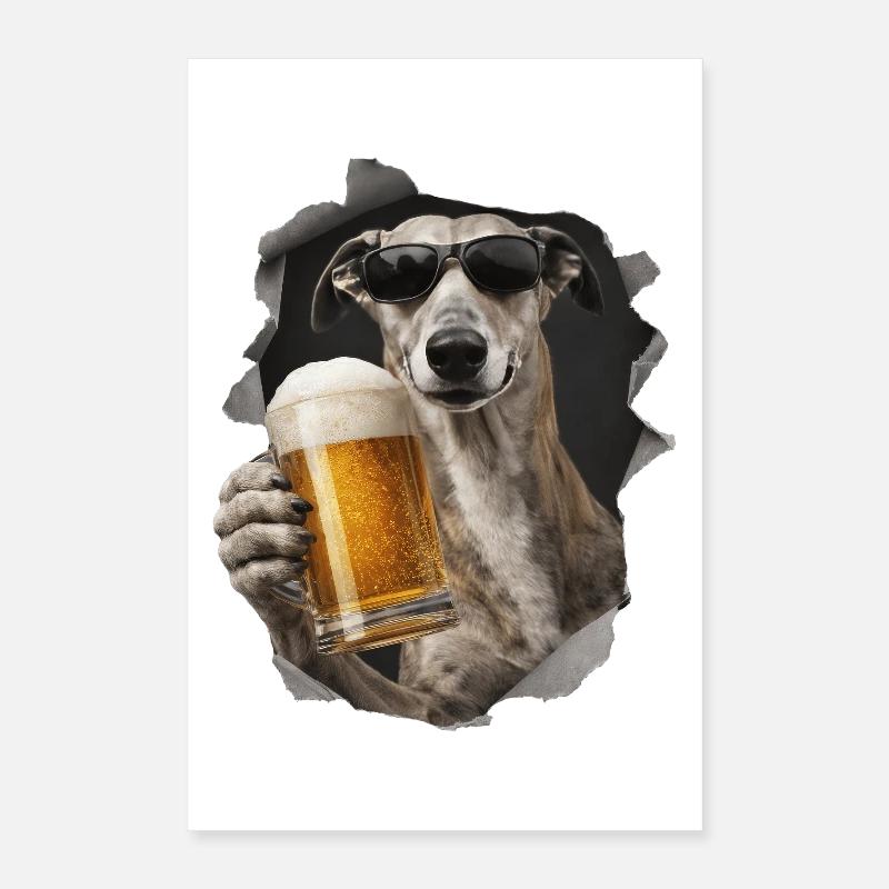 Windhund Bier Poster 40x60 cm