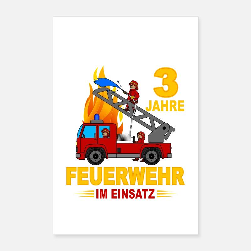Opération des pompiers pendant 3 ans Poster 40 x 60 cm
