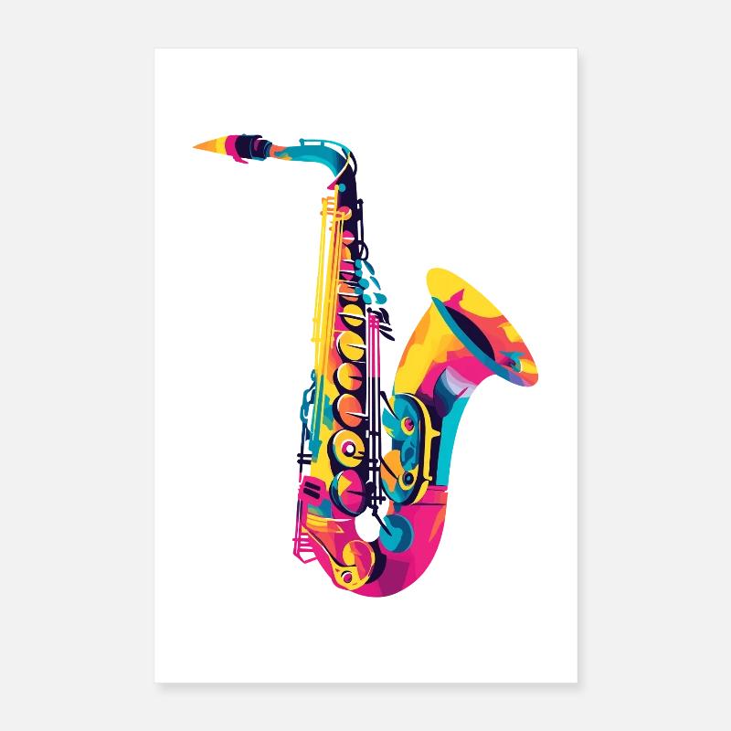 Leuchtendes Saxophon Farbexplosion Poster 40x60 cm