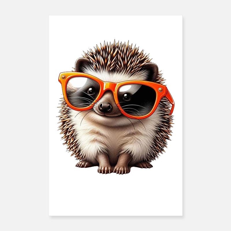 Hedgehog with sunglasses Hedgehog Sarcasm Animal lover Poster 16" x 24" (40x60 cm)