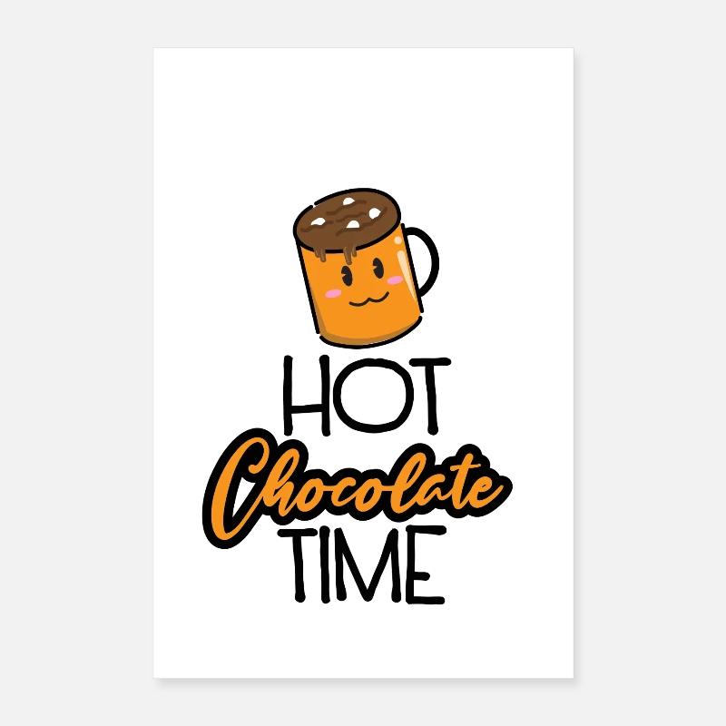 Kawaii Hot Chocolate Time Cute Mug Graphic Poster 40x60 cm