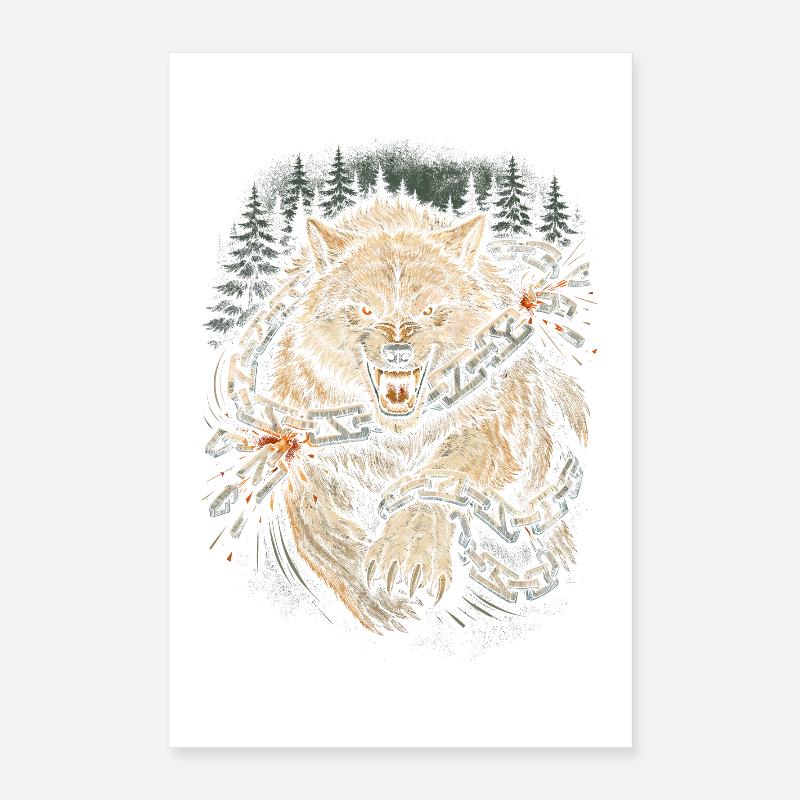 Skandinavisch Wikinger Wolf Poster 40x60 cm