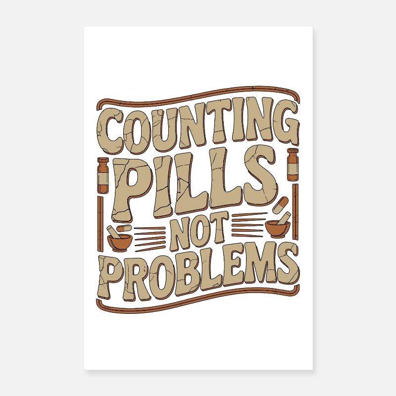 Pharmacist Student Counting Pills Pharmacy Trainee Poster 40x60 cm
