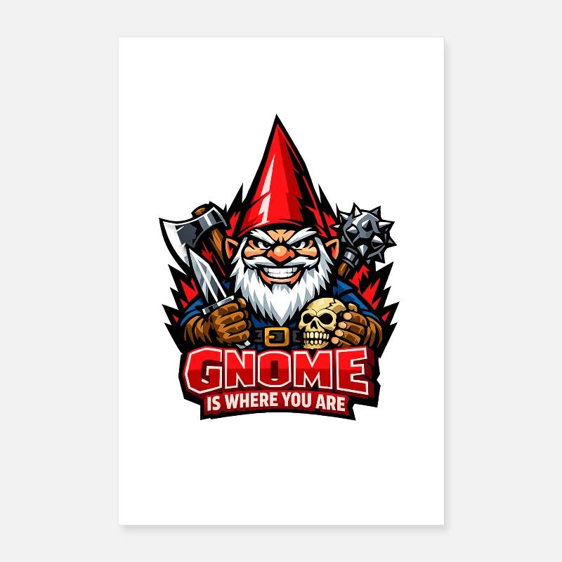 Evil Gnome, Dark Gnome, Goth Gnome, Funny Gnome Poster 16" x 24" (40x60 cm)