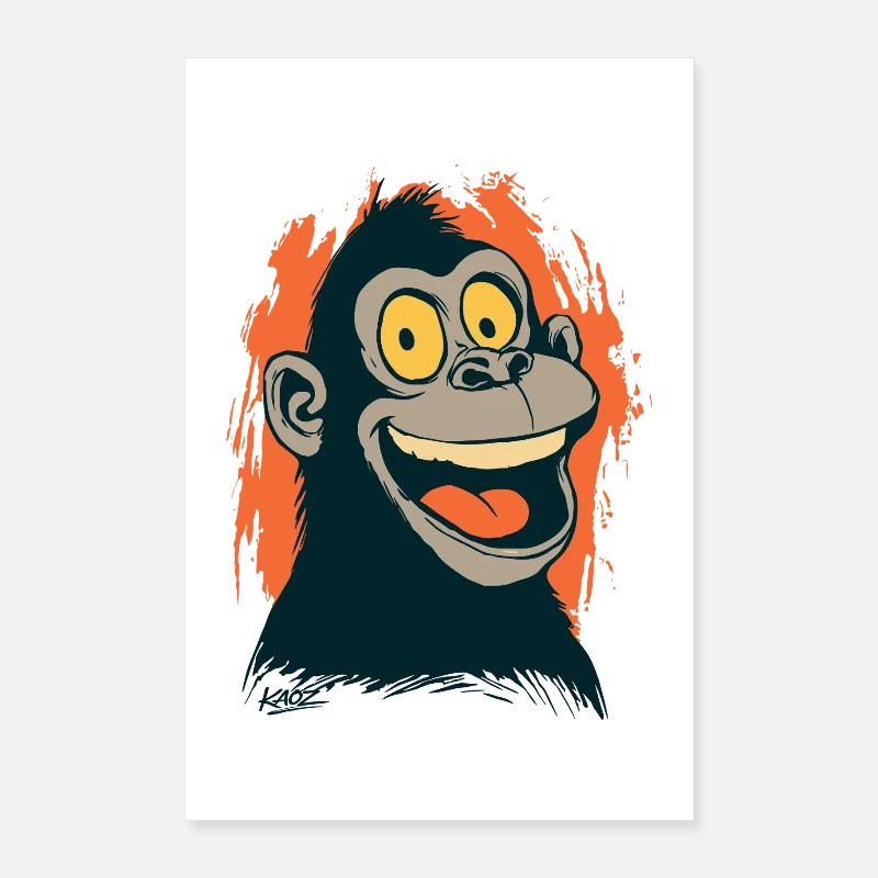 Comic monkey head with yellow look Poster 16" x 24" (40x60 cm)