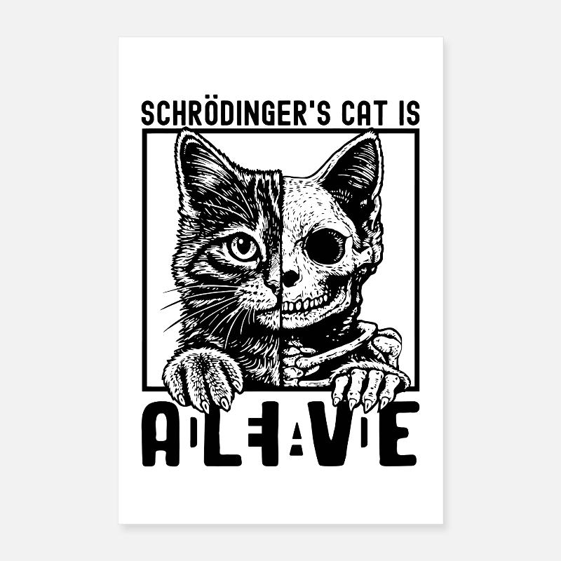 Le chat de Schrödinger vivant et mort Poster 40 x 60 cm