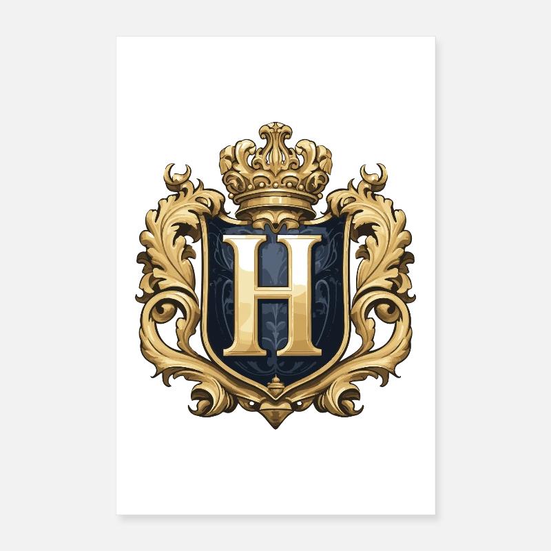 H Letter Name Crown Poster 16" x 24" (40x60 cm)