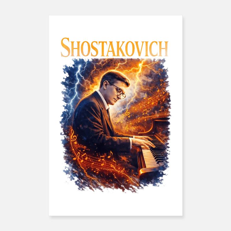 Chostakovitch Le son du feu au piano Poster 40 x 60 cm